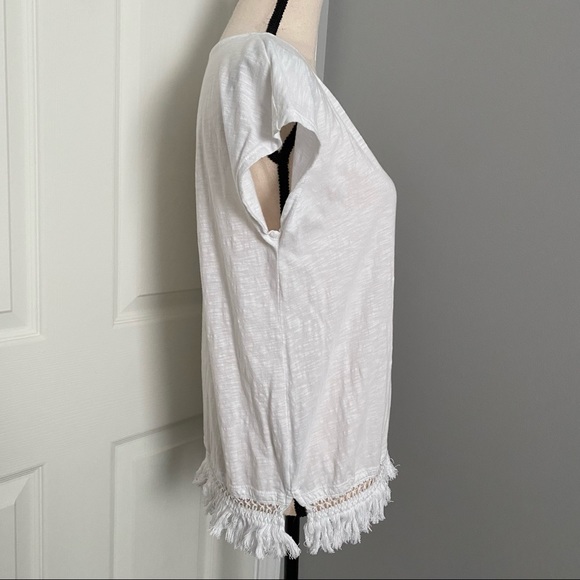 CHICO’S Woven Fringe Tassel Short Sleeve Top - Picture 5 of 10
